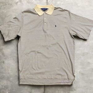 Polo Golf Ralph Lauren Pinstripe Canary Yellow Navy Shirt Men's Size Extra Large